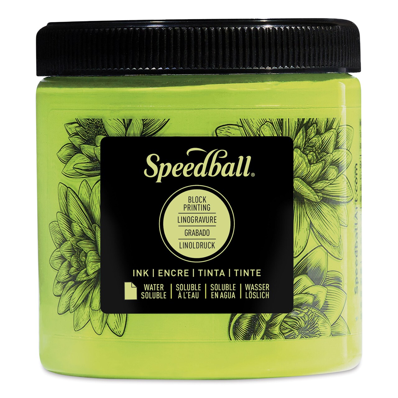 Speedball Water-Soluble Block Printing Ink - Fluorescent Lime Green 8 oz